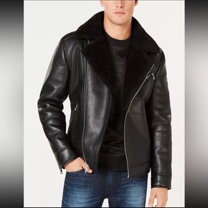 Asymmetrical faux leather Moto jacket
